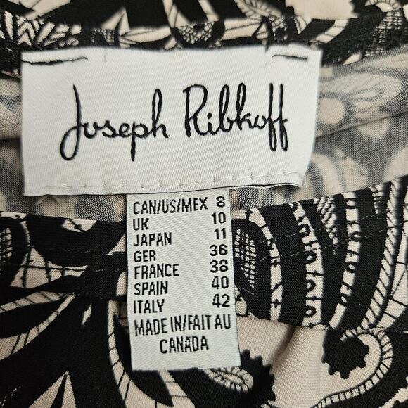 Joseph Ribkoff Beige Black Lace Print Sleeveless A Line Dress Size 8 - Picture 7 of 12